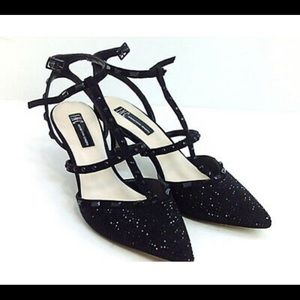 INC International Concepts Womens Carma2 Pointed Toe, Black Glitter, Size 7.0